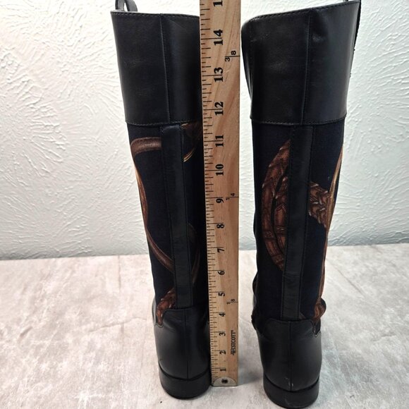 Ralph Lauren Equestrian Boots 5.5 Black Knee High Tall Western Riding Low Heel - Picture 4 of 14